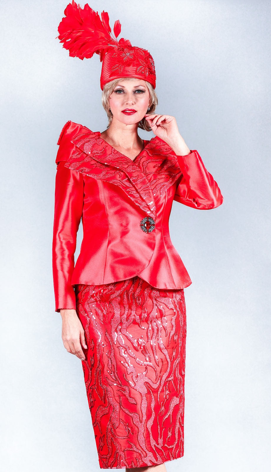 Giovanna 1211-RED-H Church Hat