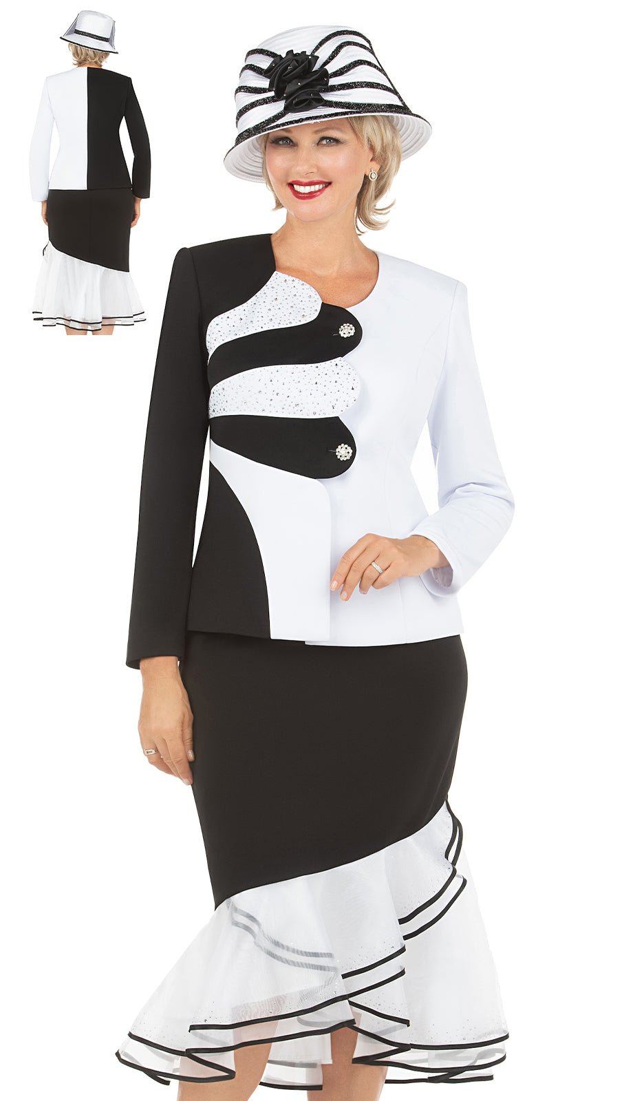 Mia By Giovanna G1184-BKWT Church Suit