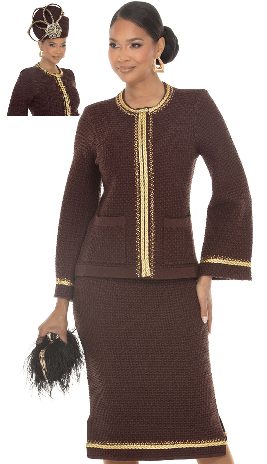 Donna Vinci 13474-BRN-QS Church Suit