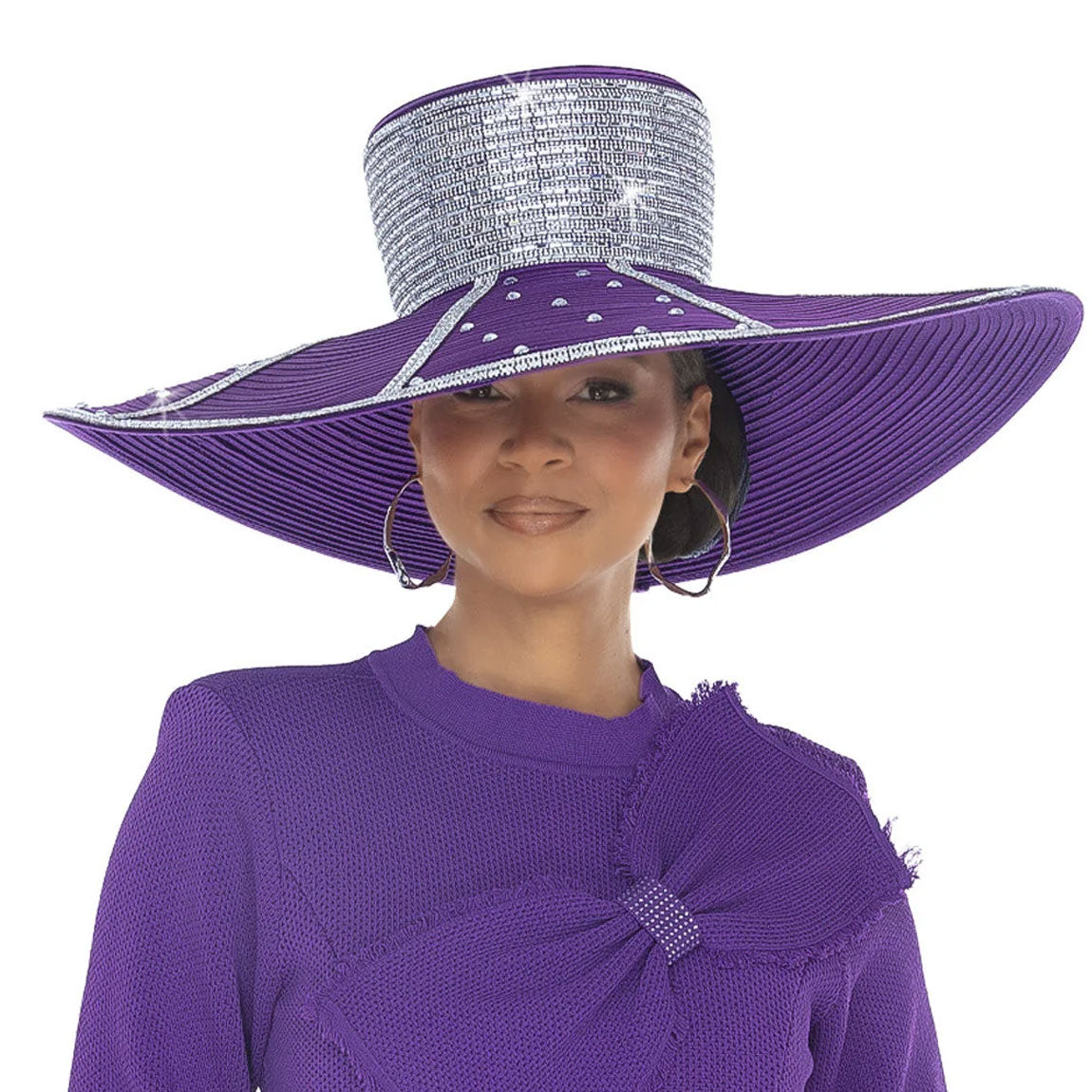 Donna Vinci H13479-PUR-QS Church Hat