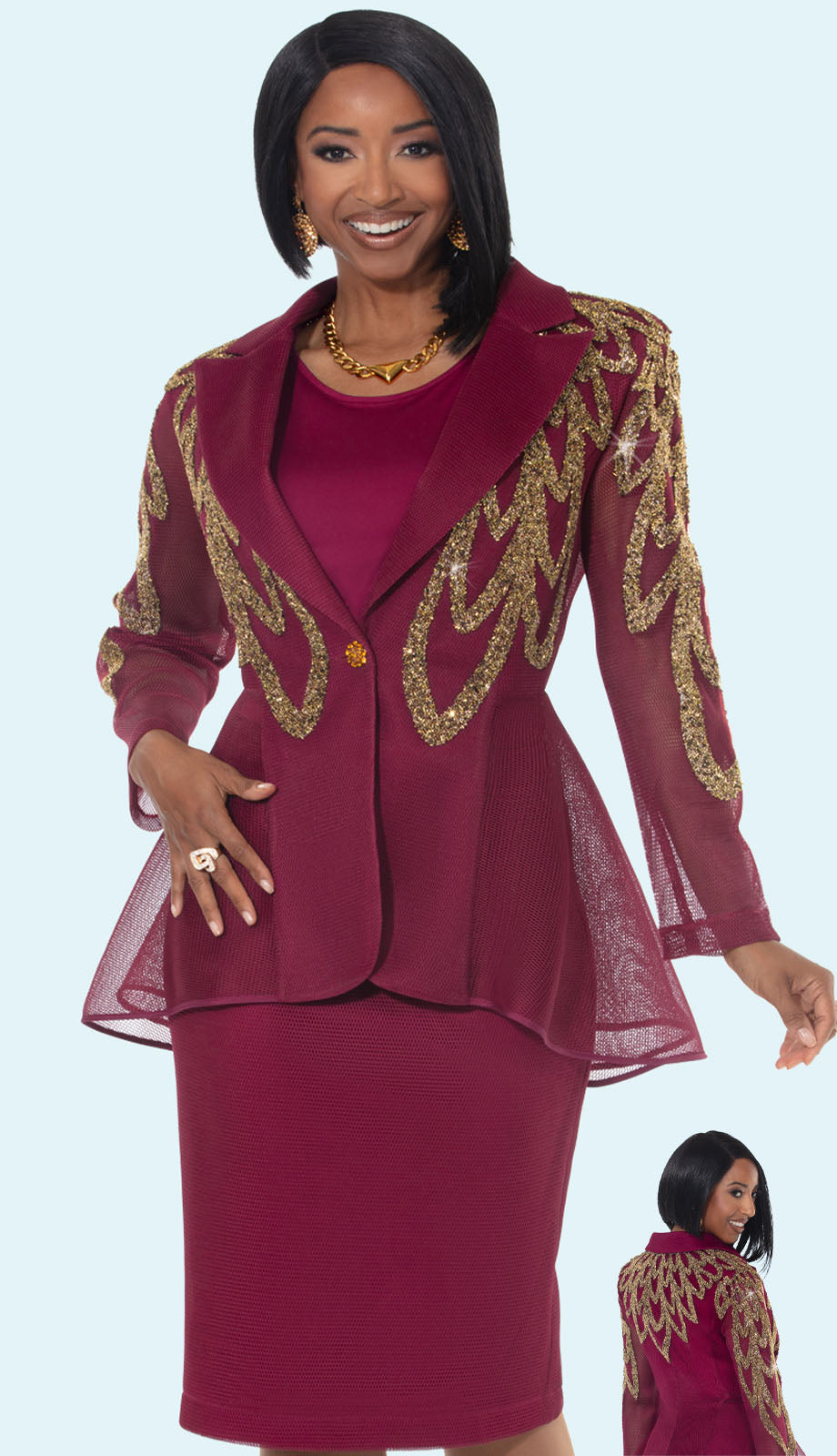 Donna Vinci 5865-BWG-IH Church Suit