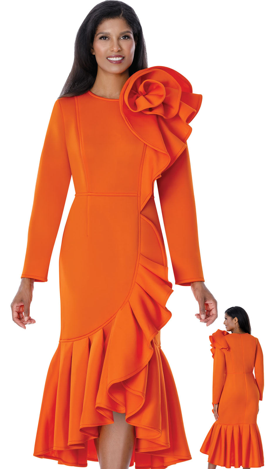 Nubiano 100881-ORG Church Dress Orange / 22W