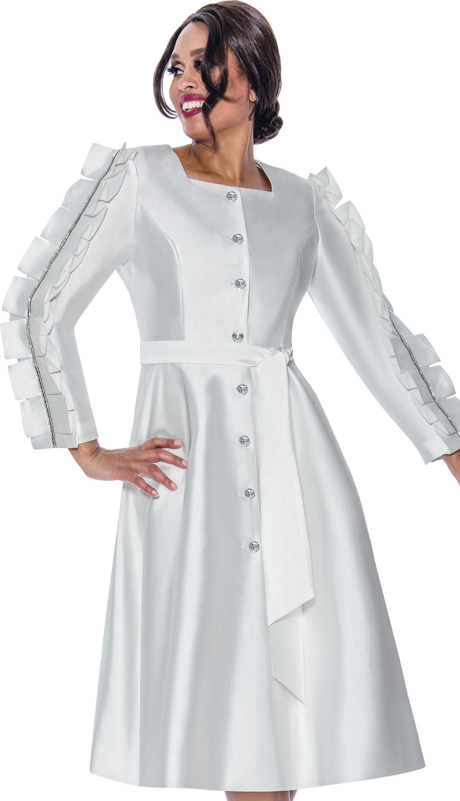 Nubiano 12381-WHT-IH Church Dress