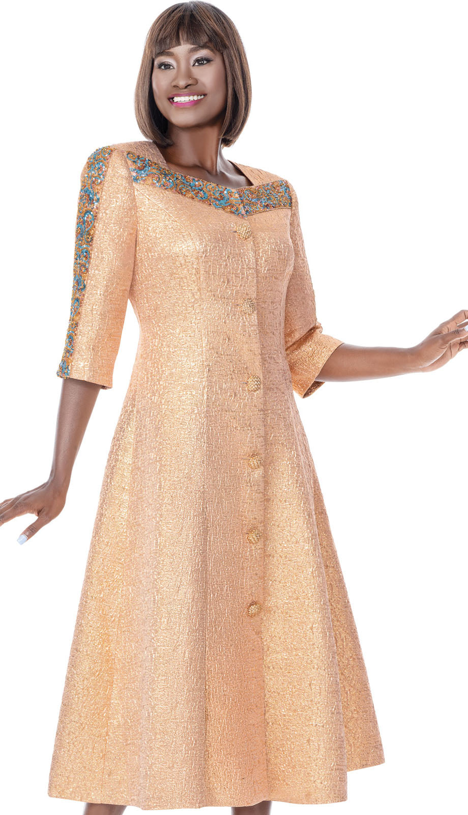 Terramina 7016-PEACH Church Dress