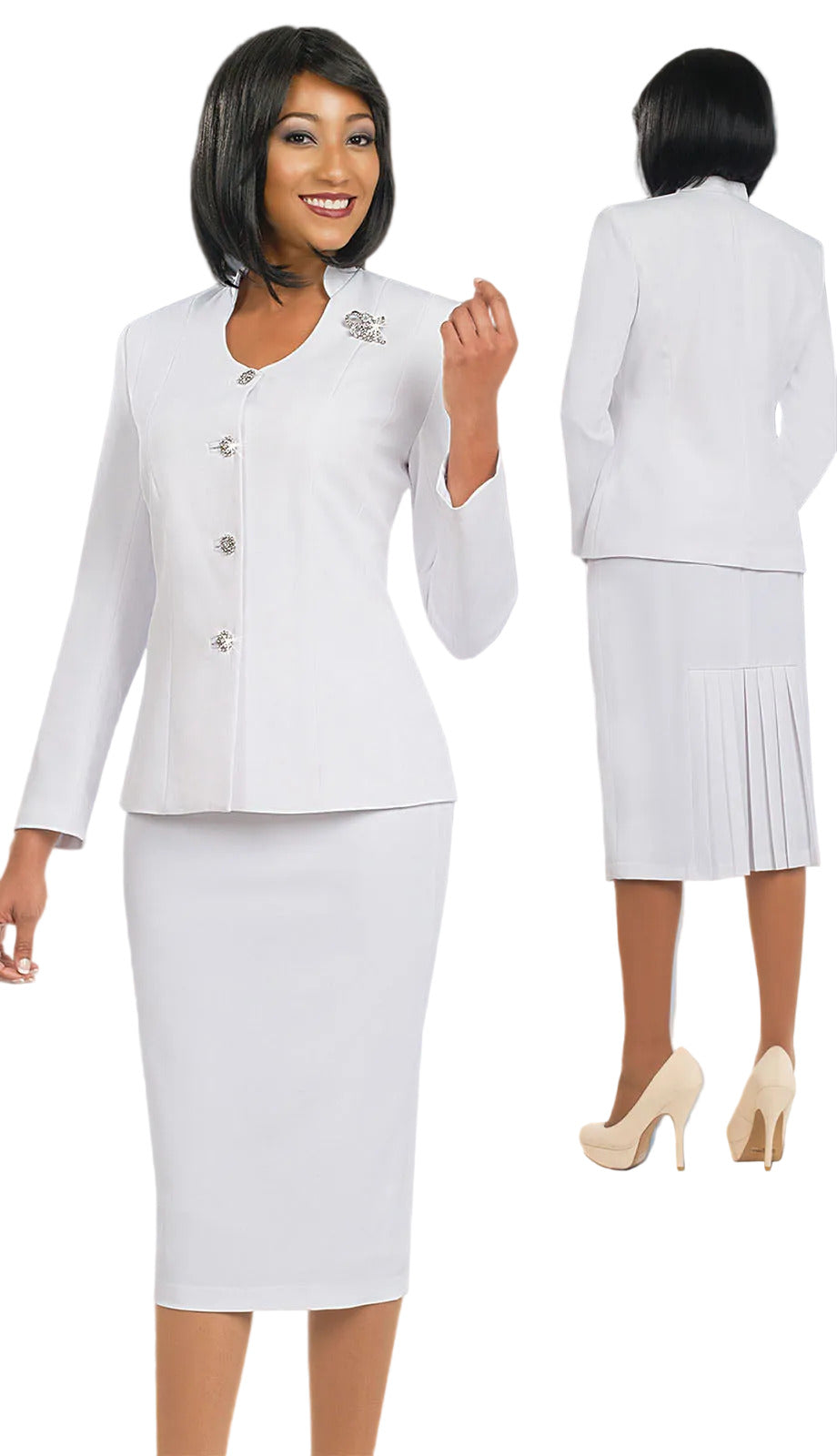 Ben Marc 78096-WHT-QS Church Suit
