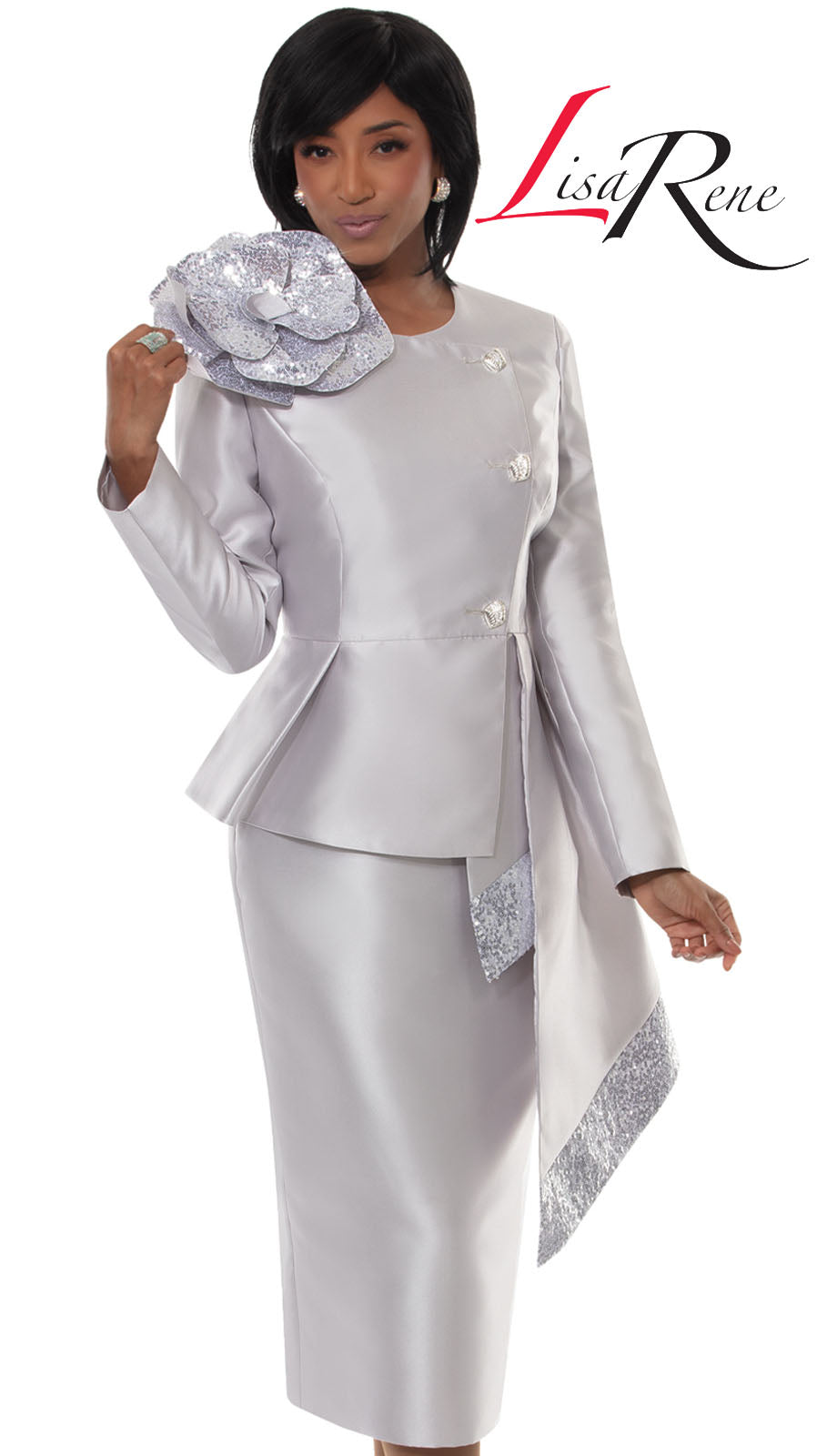 Lisa Rene 66972-SLV Church Suit