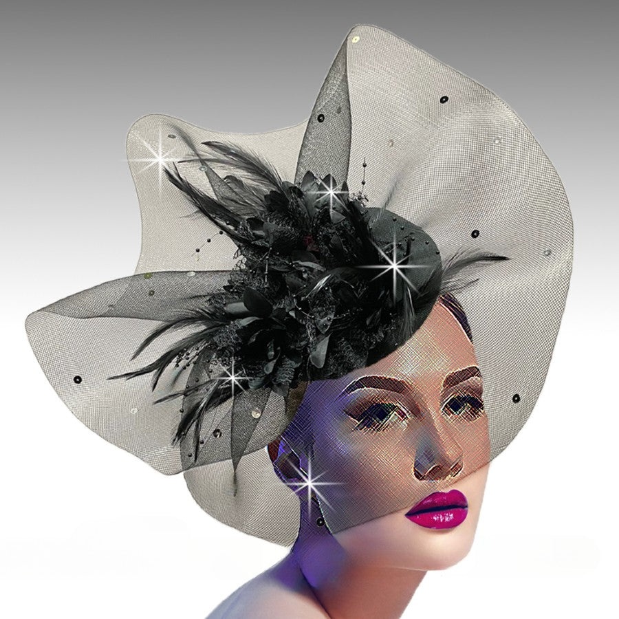 FA2931 CASSANDRA-BLK Church Fascinator