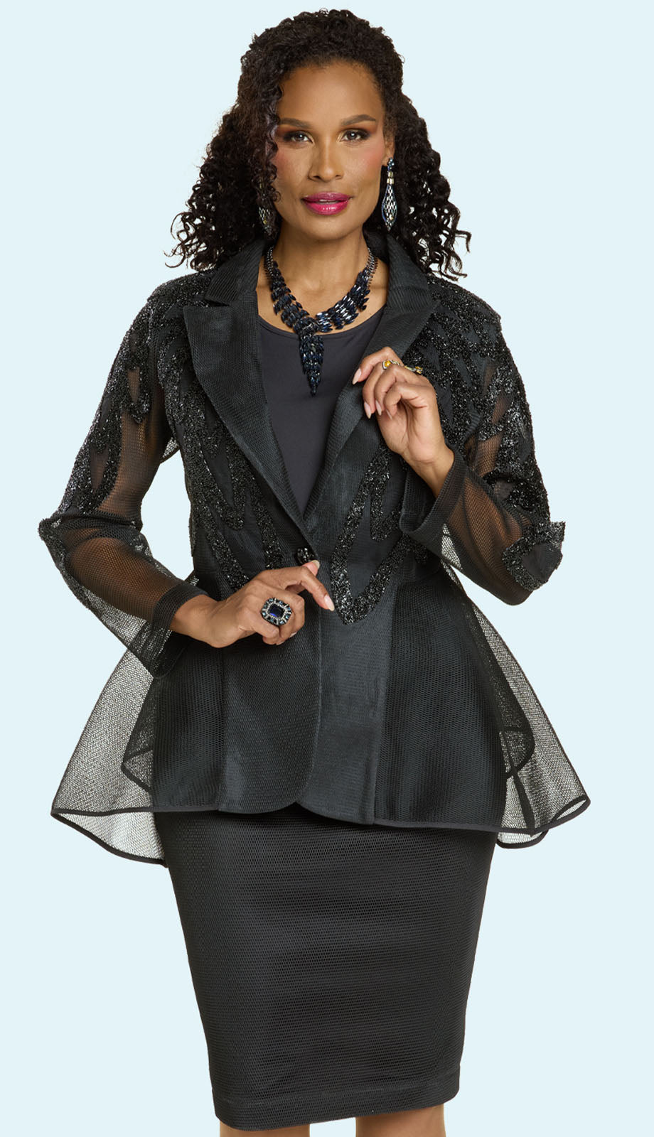 Donna Vinci 5865-BLK-QS Church Suit