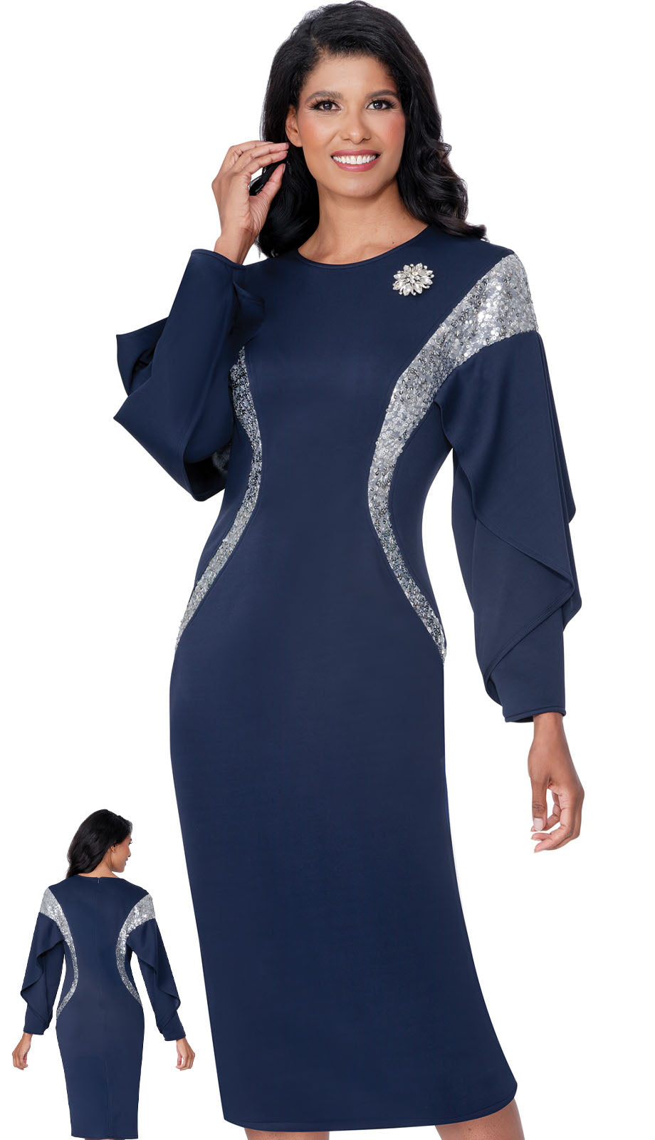 Stellar Looks SL600771-NVY-QS Womens Church Dress