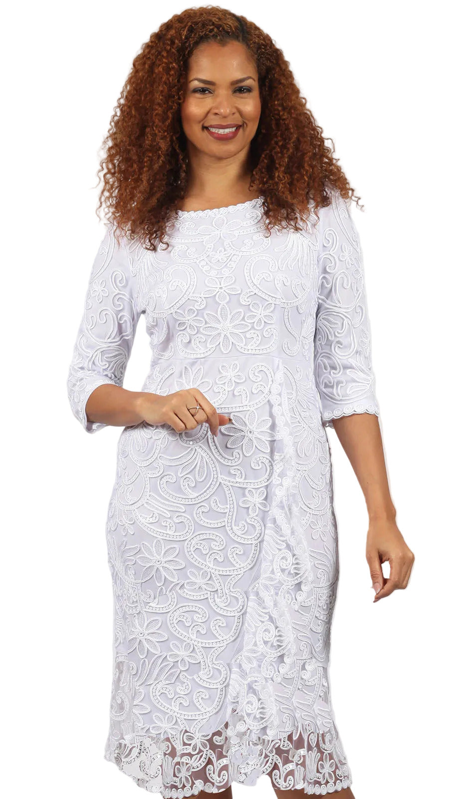 Diana Couture 8854-WHT Church Dress