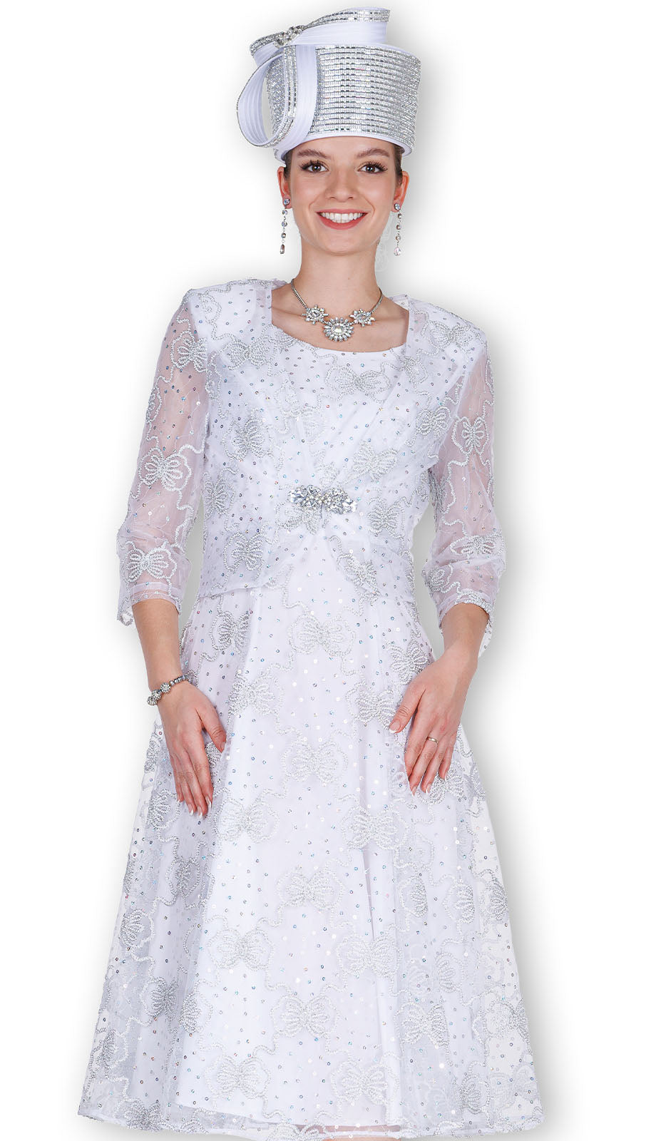 Elite Champagne 6459-WHT-H Church Hat