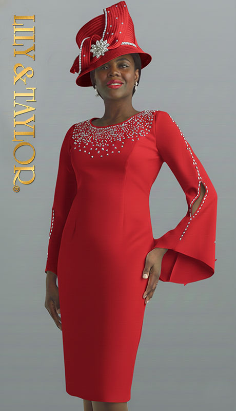 Lily And Taylor 3889-RED-QS Church Dress