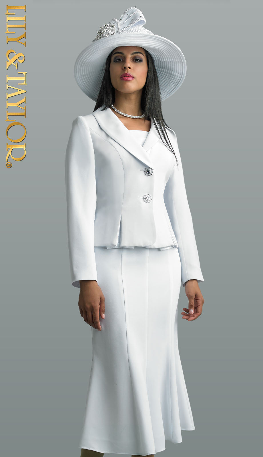 Church Suit 2834-WHT Lily And Taylor-Hat