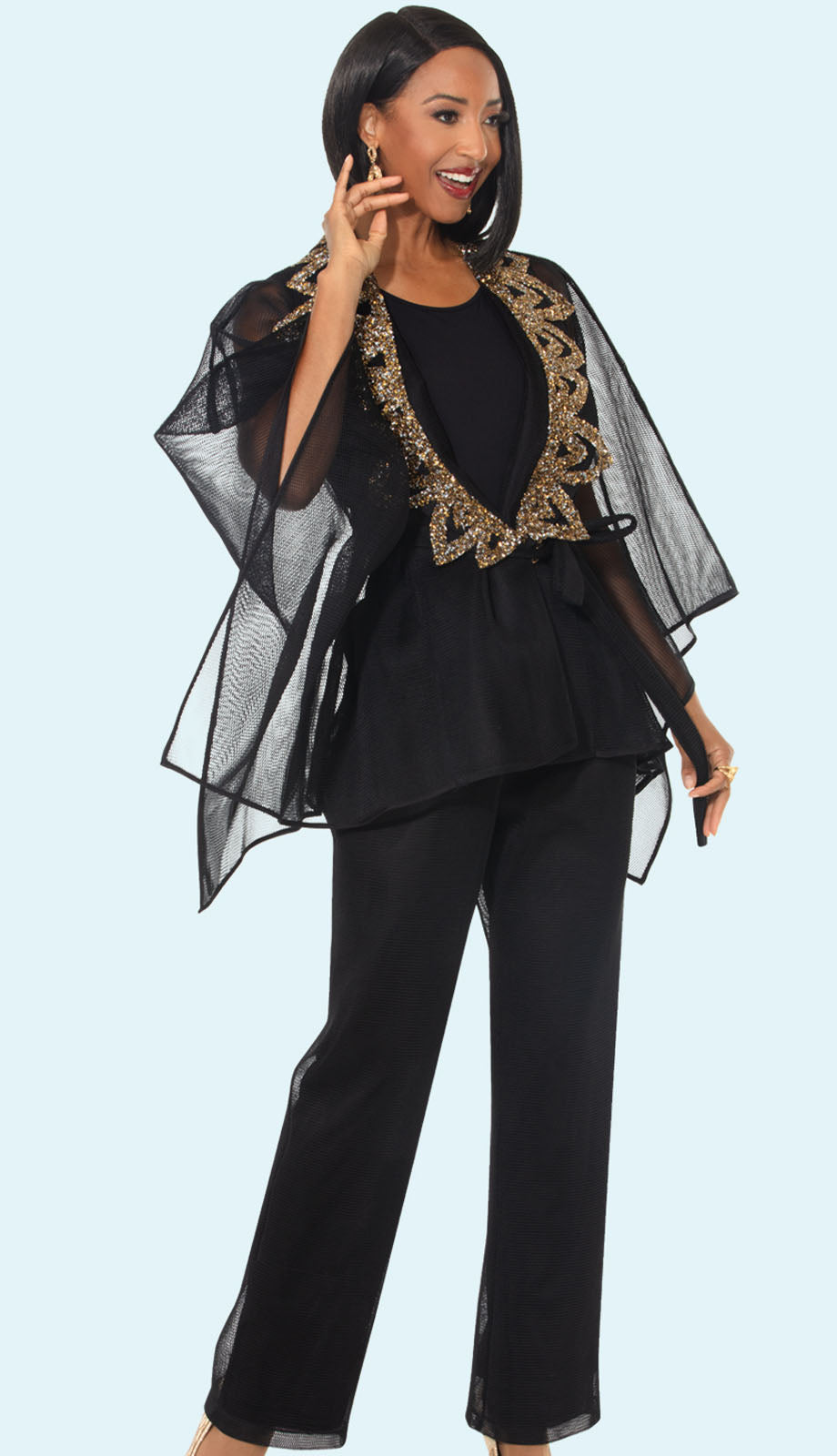 Donna Vinci 5866-BLK-QS Church Suit