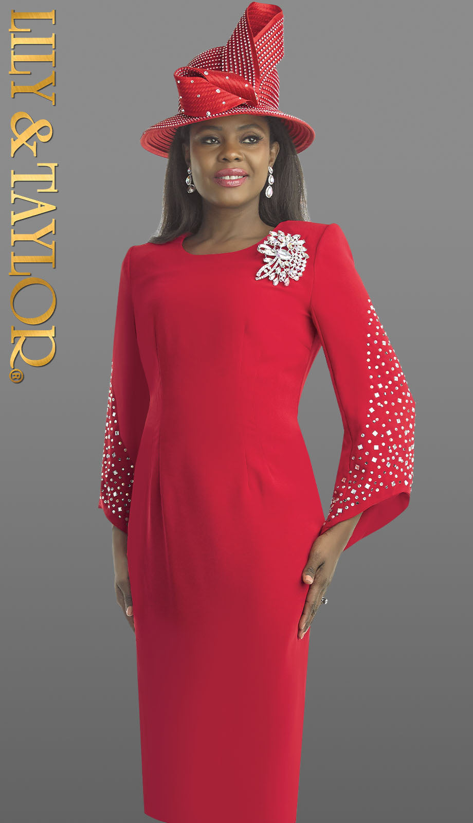 Lily And Taylor 4385-RED Church Dress
