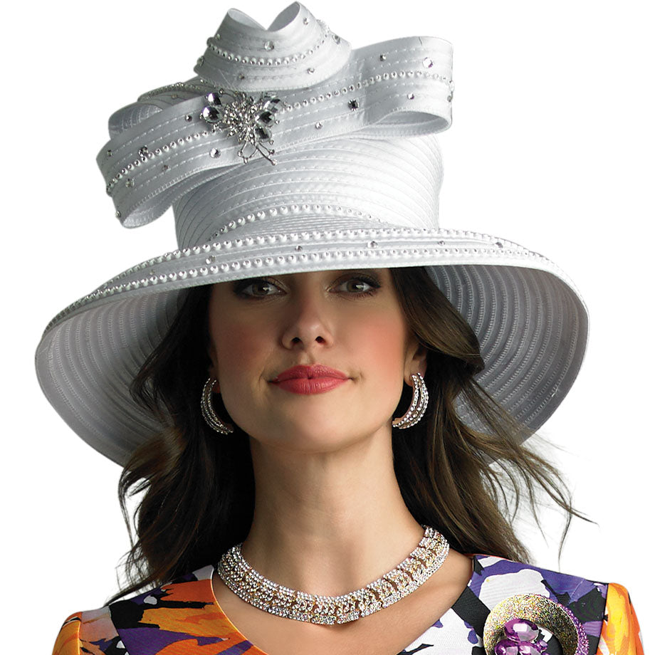 Lily And Taylor H454-WHT Church Hat