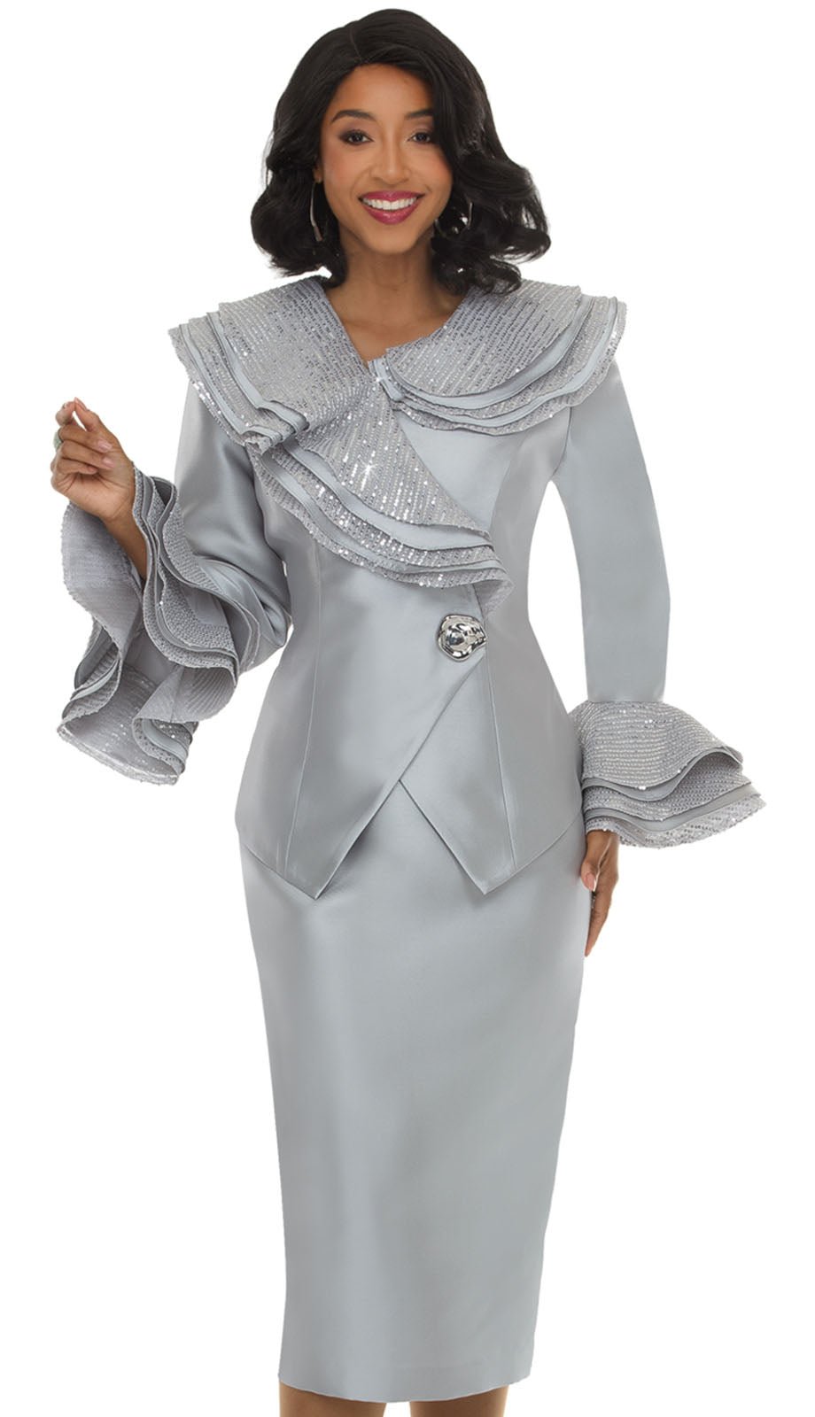 Lisa Rene 3381-SLV Church Suit