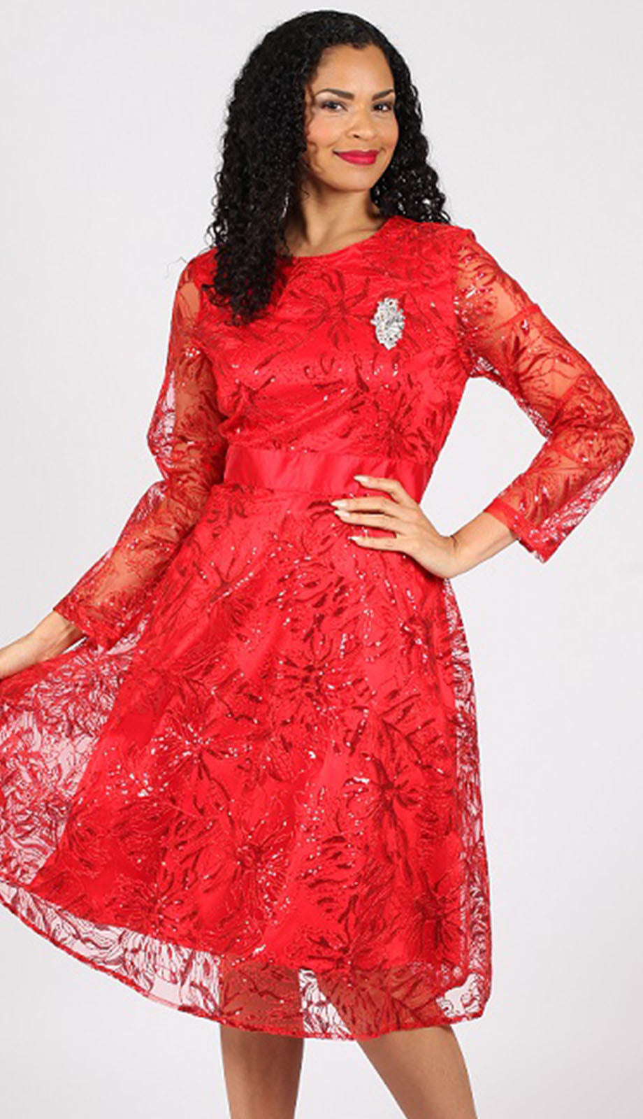 Diana Couture 8639-RED Church Dress