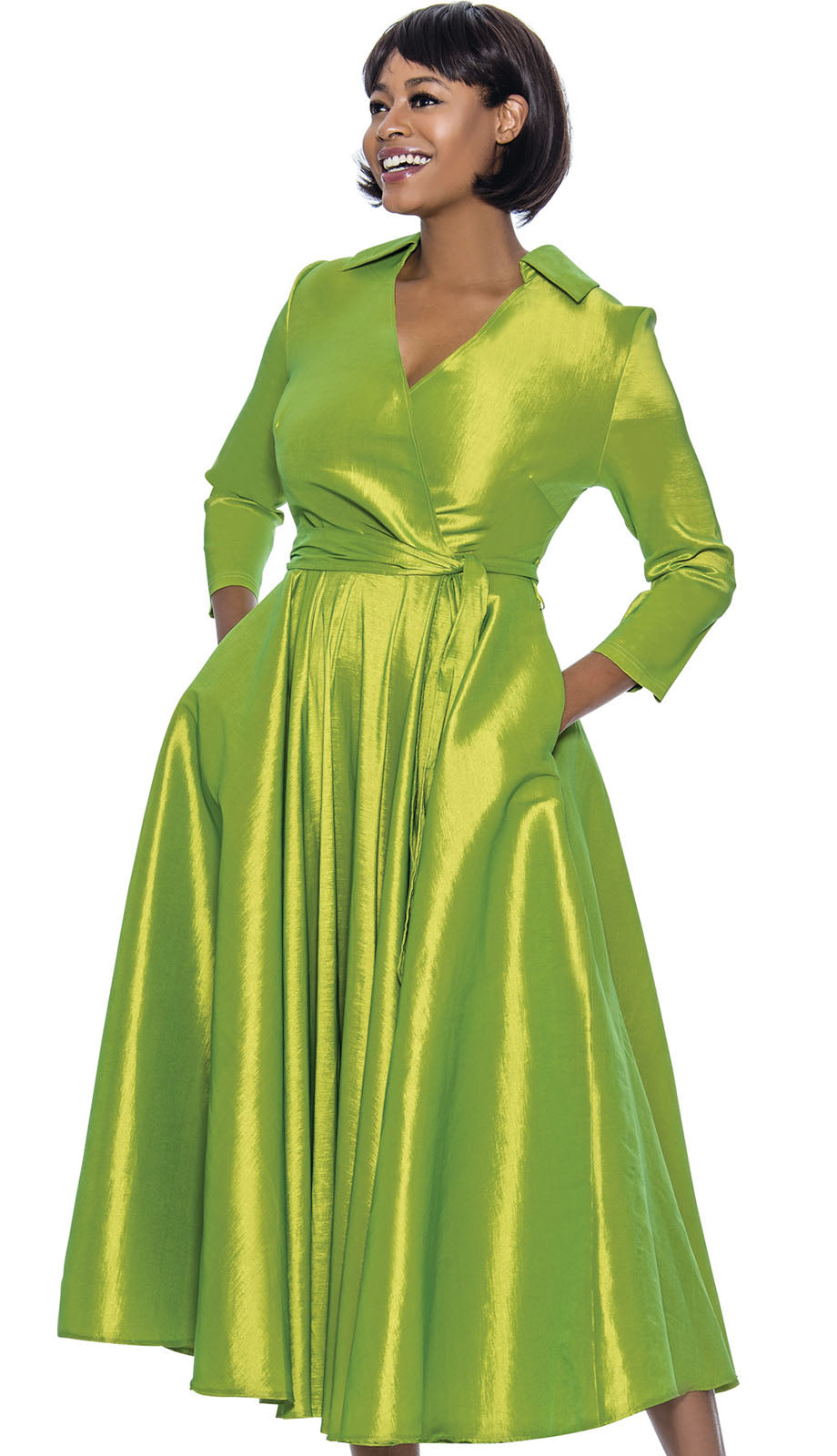 green church dresses Terramina 7869-KIWI Dress – Church Color:Ivory/Black dress - formal Women's Fit and Flare
