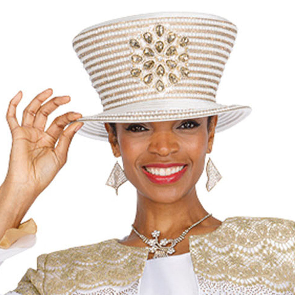 Champagne H6102-WHTG-QS Church Hat