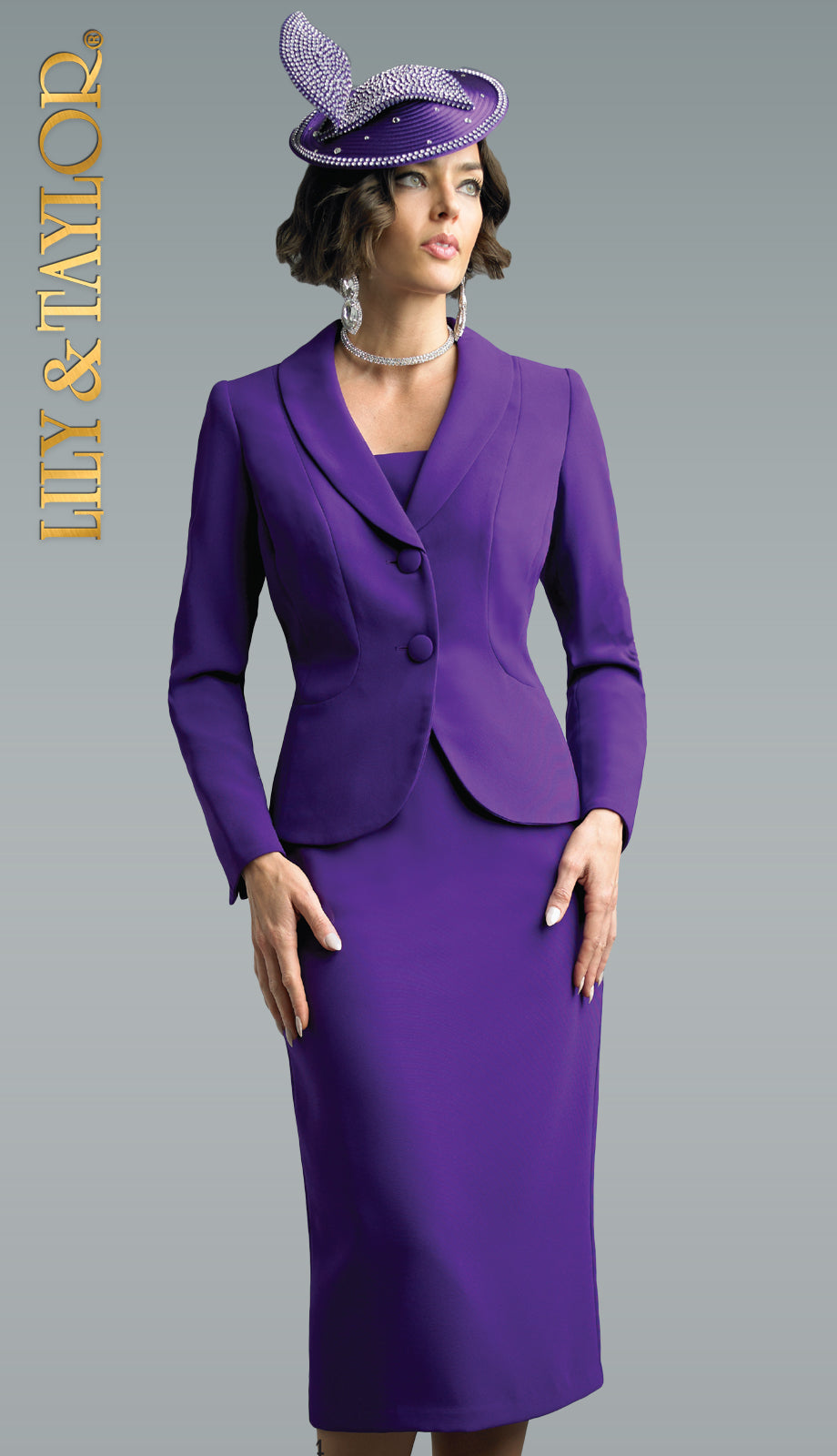 Lily And Taylor 4529-PUR-QS Church Suit