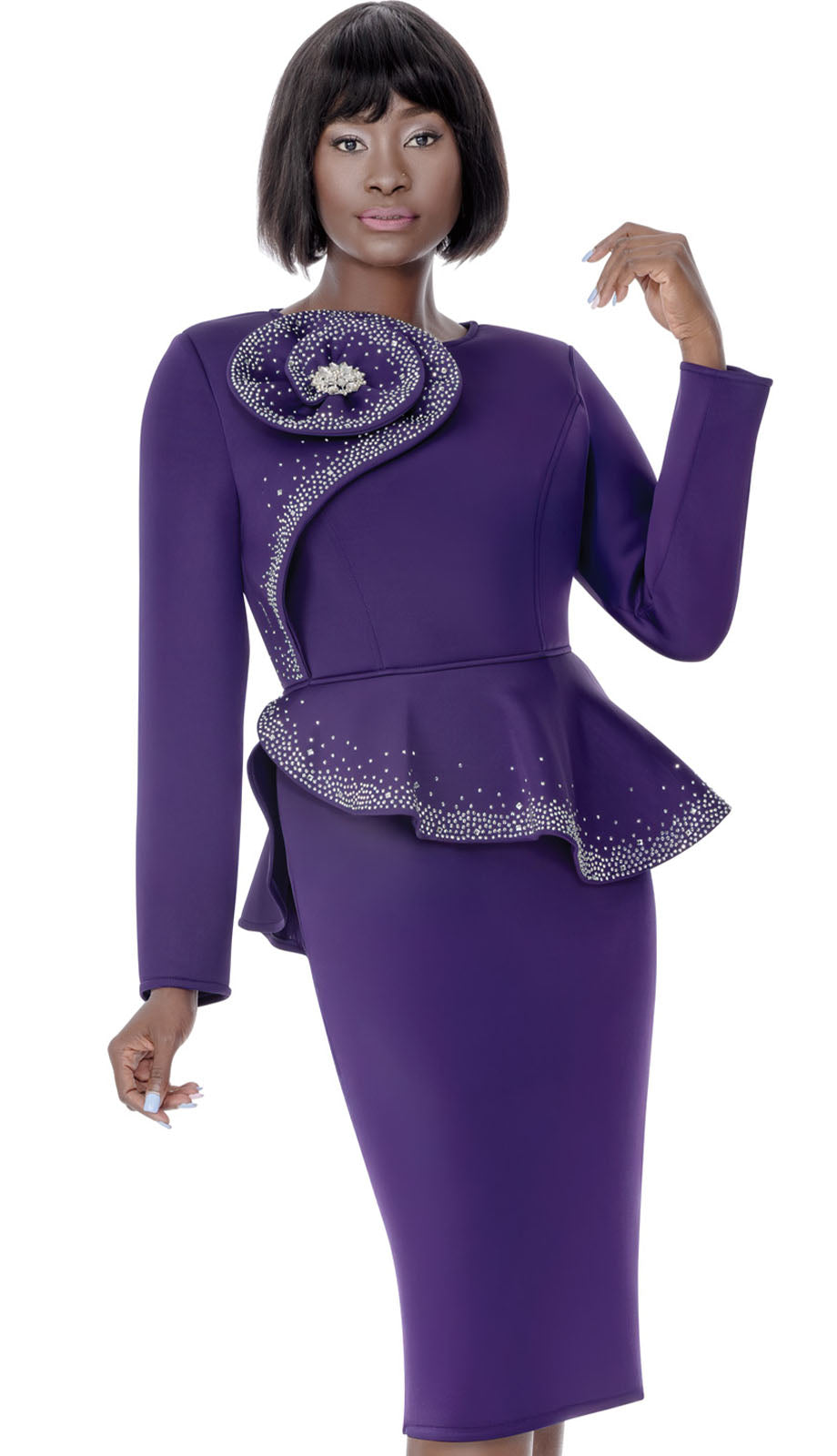 purple church dresses Church Dresses for Women Vintage Ruffle Peplum Cocktail Party Pencil Knee Dress