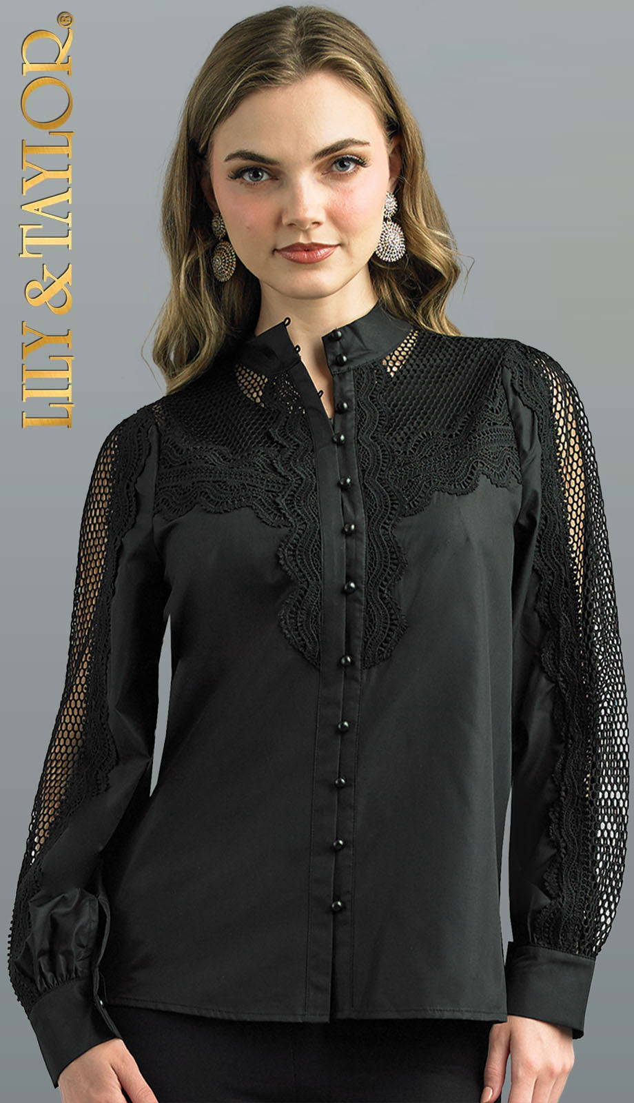 Lily and Taylor S104-BLK Blouse