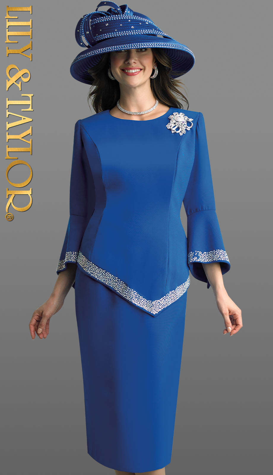 Lily And Taylor 4471-RYL-H Ladies Church Suit-Hat
