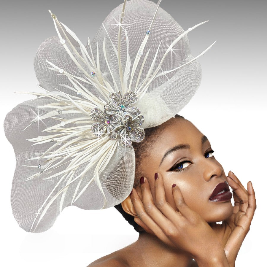 FA3033B NIGER-WH Church Fascinator