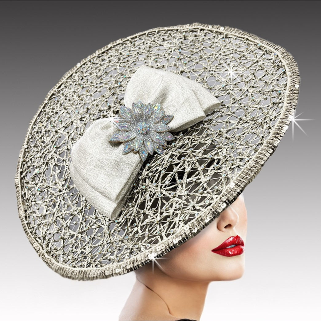FA3400 NEBULA-SILVER Church Fascinator