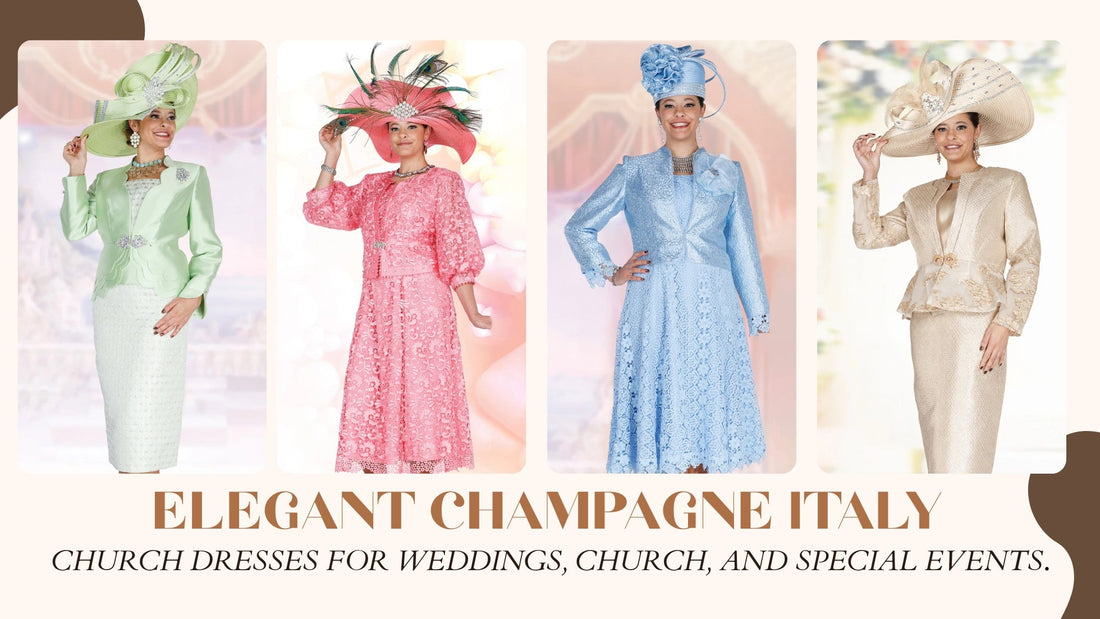 Elegant Champagne Italy Church Dresses for Weddings, Church, and Special Events.