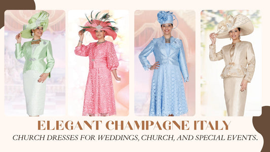 Elegant Champagne Italy Church Dresses for Weddings, Church, and Special Events.