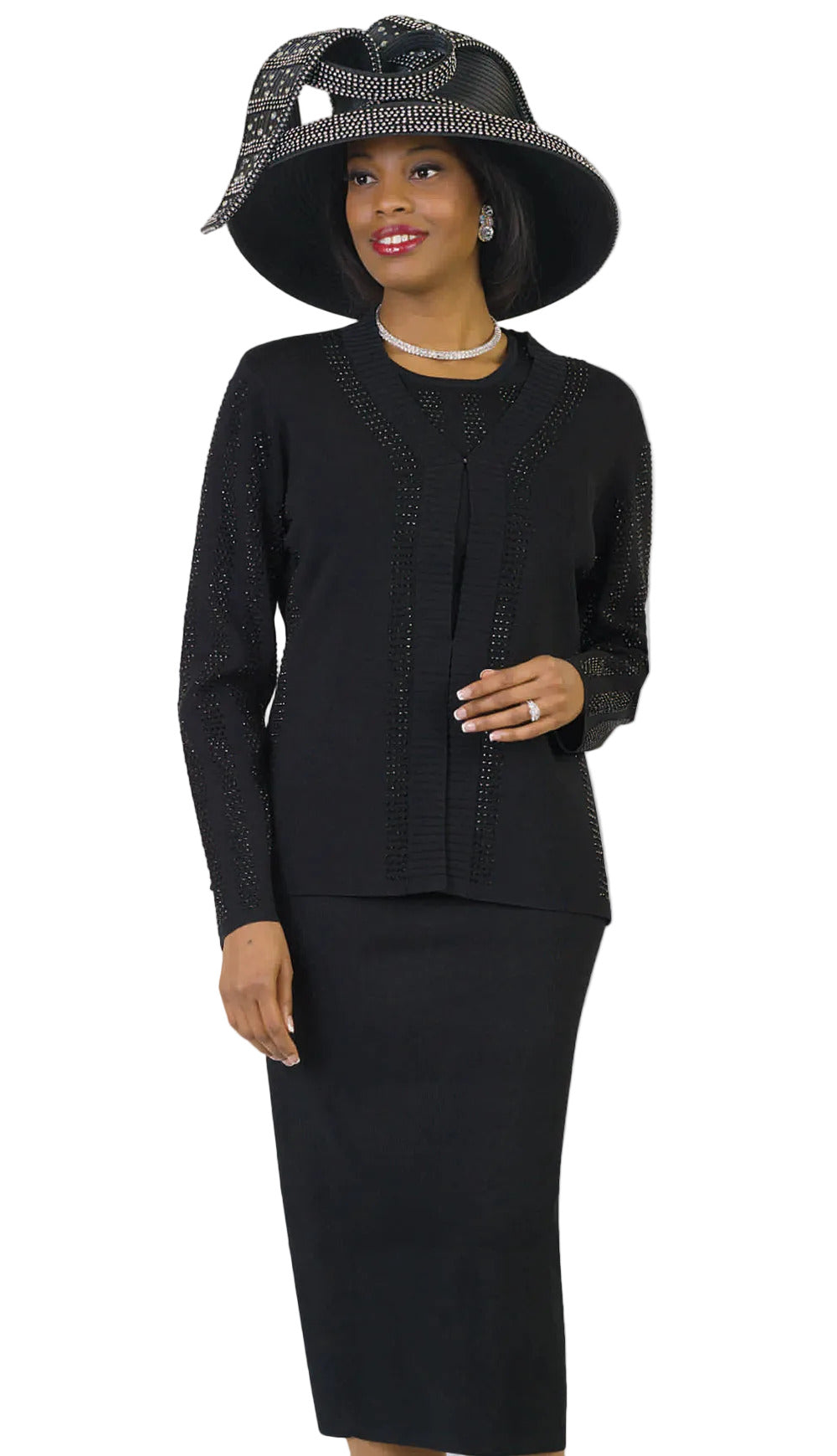 Lily And Taylor 651-BLK-QS Church Suit