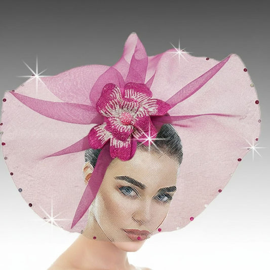 FA3468 DEENA Fuchsia Church Fascinator