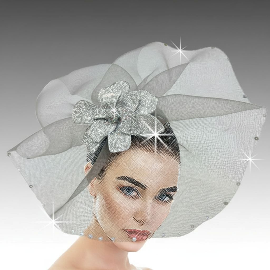 FA3468 DEENA in Silver Grey Church Fascinator