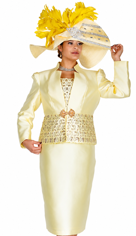 Champagne Italy 6208-YLW Church Suit