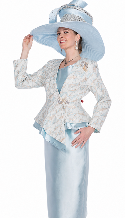Elite Champagne 6053-BLU Church Suit