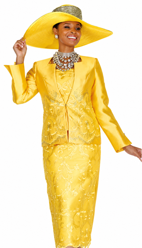 Champagne Italy 6407-YLW Church Suit