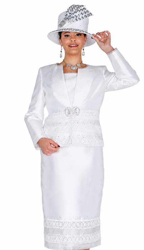 Champagne Italy 6408-WHT Church Suit