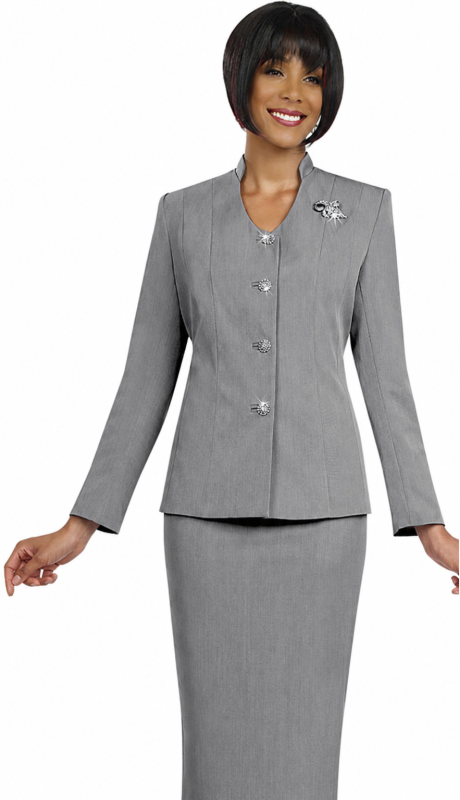 Ben Marc 78096-SIL Ladies Usher Suit for Church