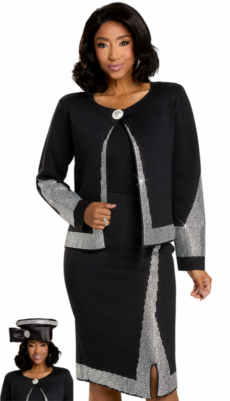 Donna Vinci 13435-BLK-QS Church Suit