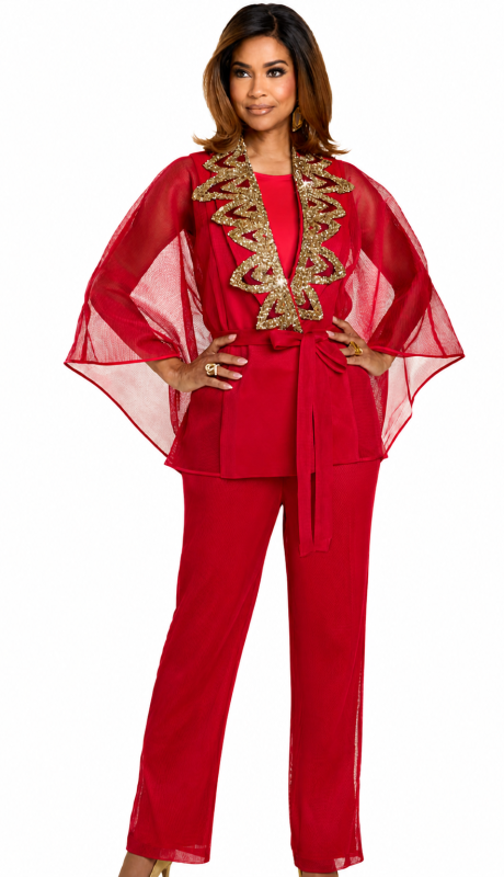 Donna Vinci 5866-RED Church Suit
