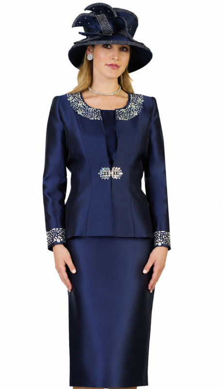 Lily And Taylor 3800-NVY-QS Church Suit