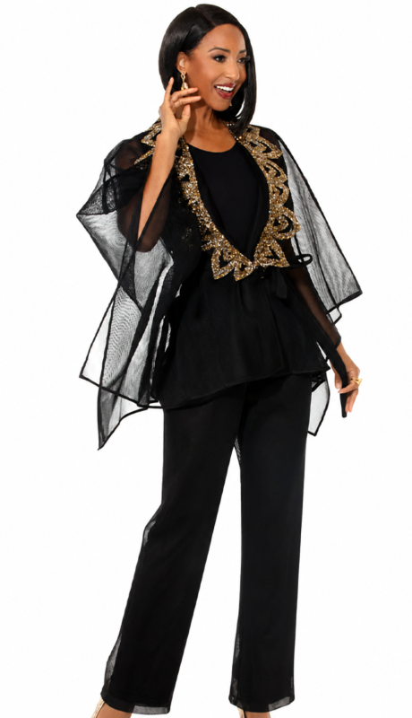 Donna Vinci 5866-BLK-QS Church Suit