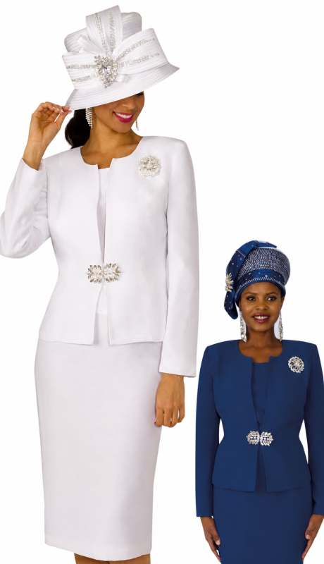 Lily And Taylor 3052-WH-QS Church Suit