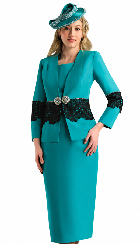Lily And Taylor 4636-TEAL Church Suit