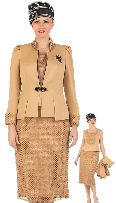 Mia By Giovanna 1206-CAMEL Church Suit