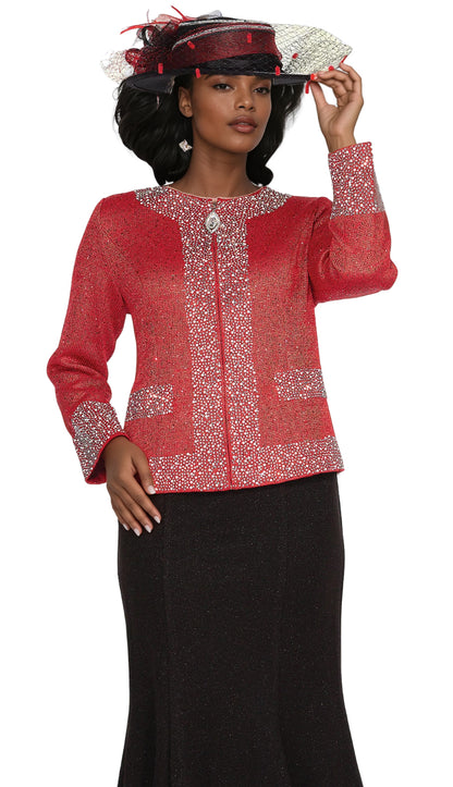 Elite Champagne Knit 5961-RED-QS Church Suit