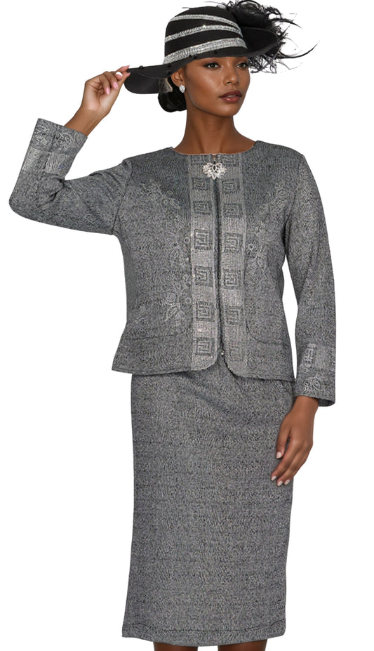 Elite Champagne Knit 5964-GRY-QS Church Suit