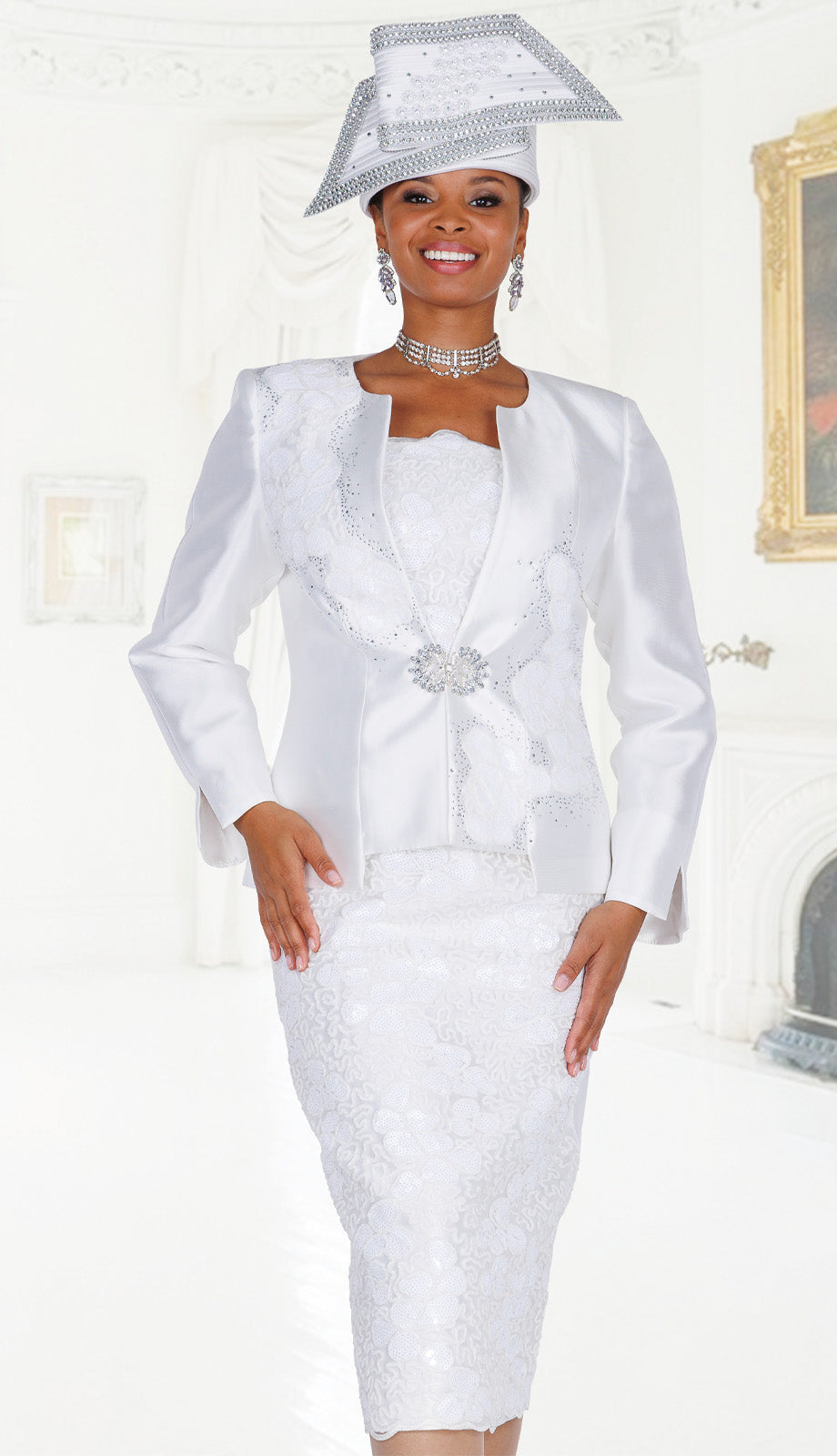 Elite Champagne 6465-WHT-H Church Hat